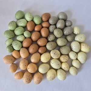 60pc Speckled Faux Easter Eggs Spring Sage Greige Ivory Earth Tones Bowl Filler